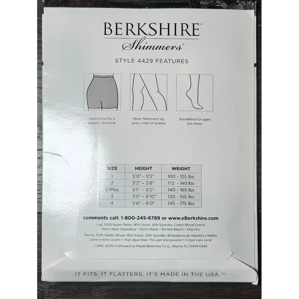 Berkshire Shimmers Ultra Sheers Control‎ Top Tights Black Size 2 Style 4429